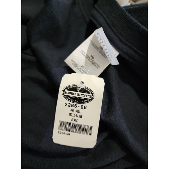 VTG NWT Hooters Owl Skull Graphic Print Black T-Shirt Men's XL Rare - Picture 12 of 16